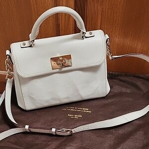 Kate Spade White Shoulder Bag with Gold Details